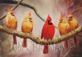 Heat in the Harem -  Cardinal, bird, oil painting